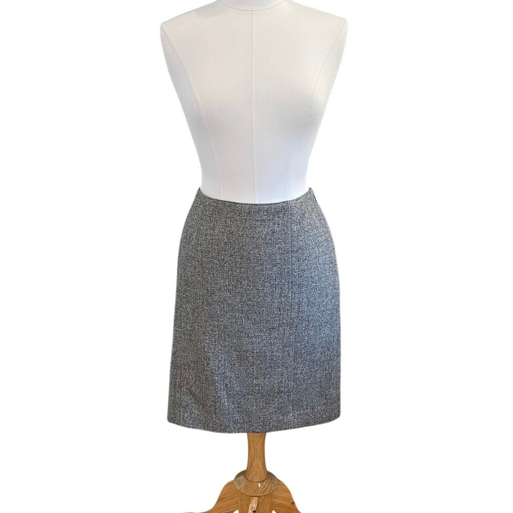 Ann Taylor Light Gray Wool Silk Blend Pencil Skirt, Career, Minimalist, Size 12P